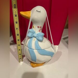 Ceramic Goose Duck Spring Easter Cookie Jar